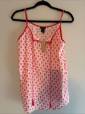 Ann Taylor White Camisole with Red Paisley Print